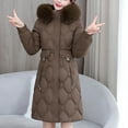 thumbnail image 3 of FNFYFH Women's Long Puffer Coat Winter Quilted Jackets Hooded Thicken Slim Fit Parka with Faux Fur Hood, 3 of 5