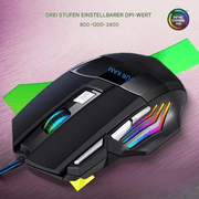 Computer mouse, 6 buttons, wired PC USB gaming mouse, LED RGB, 3200 dpi, black