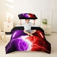 thumbnail image 3 of meiyoeat Neon Lightning Gamer Twin Bedding for Teens Boys, Electric Purple Red Gaming Duvet Cover Set, Black Reversible2 Pieces, 1 Duvet Cover and 1 Pillowcase, 3 of 7