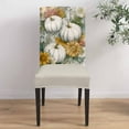 thumbnail image 4 of Dining Chair Covers Set of 6 Vintage White Pumpkin Daisy Leaf Thanksgiving Fall Stretch Parsons Chair Slipcovers Removable Washable Chair Cover Protector for Kitchen Dining Room Hotel, 4 of 5