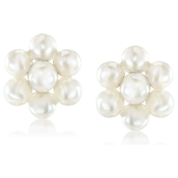Pure Collection by Ross-Simons 2-3mm Cultured Pearl Flower Earrings With 14kt Yellow Gold, Women's, Adult
