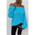 thumbnail image 2 of Pulls Femmes Robe Oversize Manches Longues Sexy hors Épaule Couleur Bloc Pull Pull Tops, 2 of 6