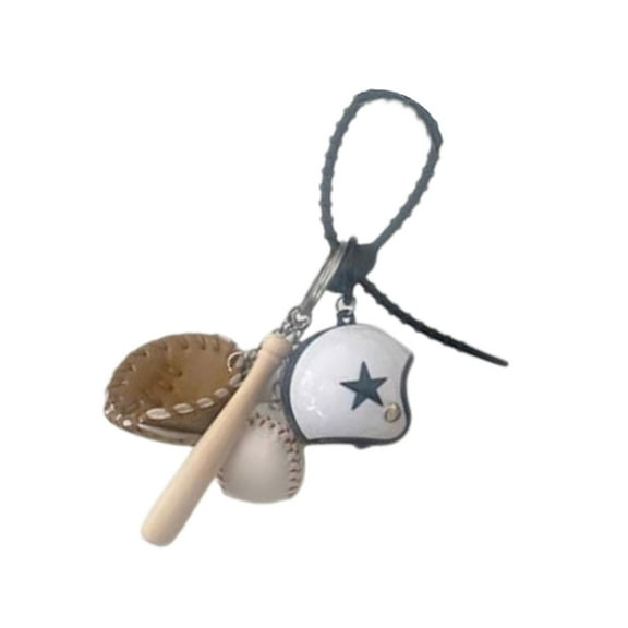 AOOOWER Decorative Miniature Baseball Glove and Bat Keychain Stylish Keyrings Pendant for Car Keys and Backpack Charm