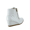 thumbnail image 3 of Women's High Top Fashion Round Toe Lace Up Quilted Wedge Sneaker Shoes, 3 of 3