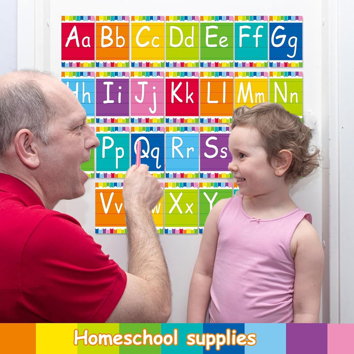 Bulletin Board Alphabet - ABC Alphabet Poster Classroom Decorating Set Preschool English Poster Kindergarten Elementary Classroom Wall Decor Daycare Homeschool Supplies (Colorful)