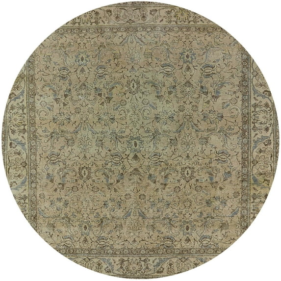 Ahgly Company Indoor Round Mid-Century Modern Brown Oriental Area Rugs, 8' Round