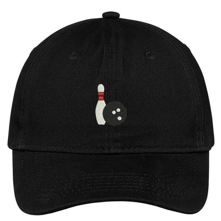 Cotton Ball Cap - Trendy Apparel Shop Bowling Ball and Pin Embroidered Soft Low Profile Cotton Cap Dad Hat