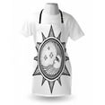 thumbnail image 3 of Occult Apron Moon inside the Sun with Stars Alchemy Clandestine Esoteric Solar Crescent Artwork, Unisex Kitchen Bib Apron with Adjustable Neck for Cooking Baking Gardening, Black Grey, by Ambesonne, 3 of 3