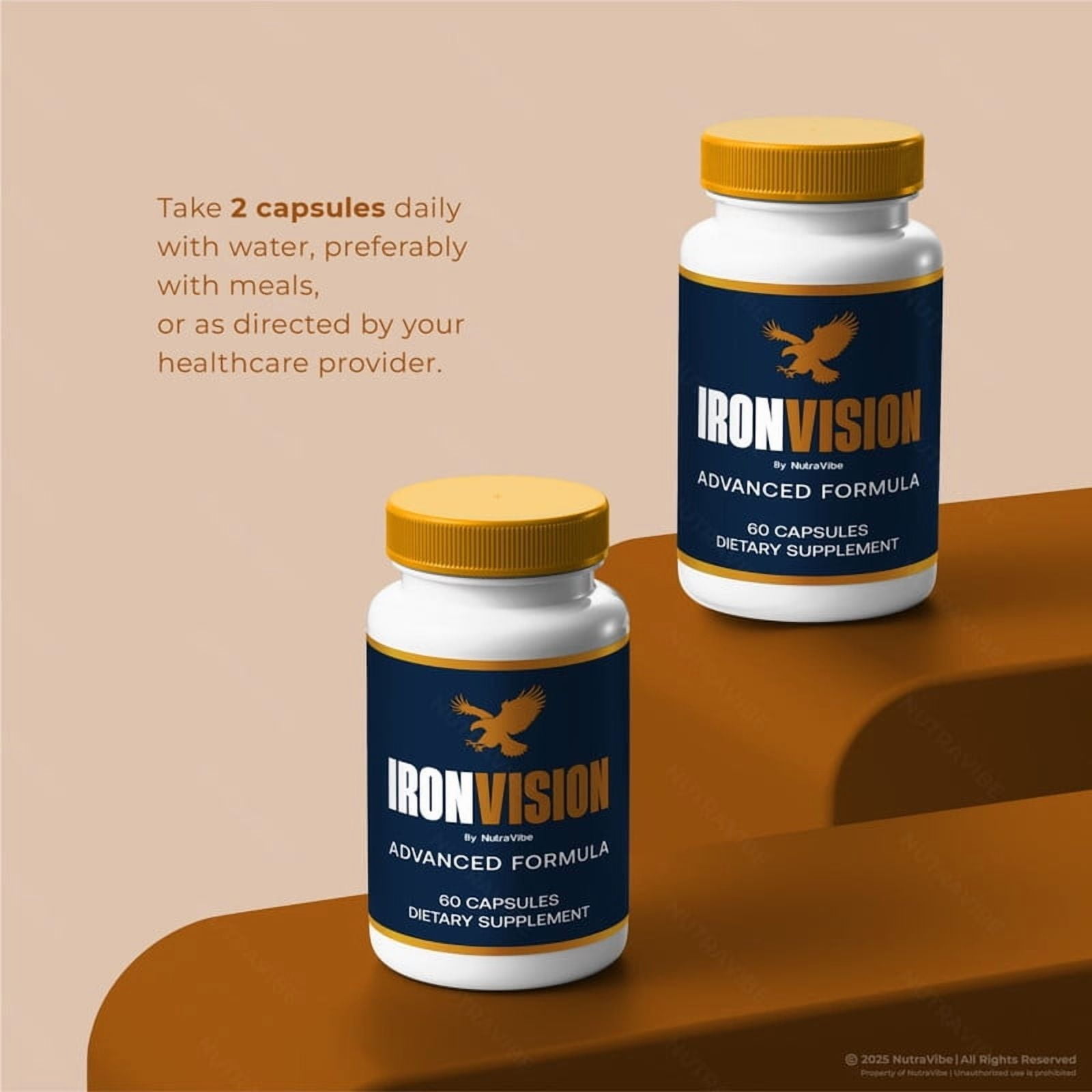 IronVision Capsules – Daily Eye Care Formula with Original Blend to Support Visual Wellness, Eye Comfort & Healthy Vision | Just 2 Gentle, Easy-to-Swallow Pills for Everyday Use (60 Capsules)