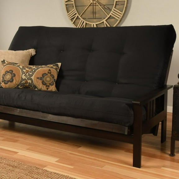 Kodiak Furniture Monterey Futon Frame with Fabric Mattress in Black/Espresso