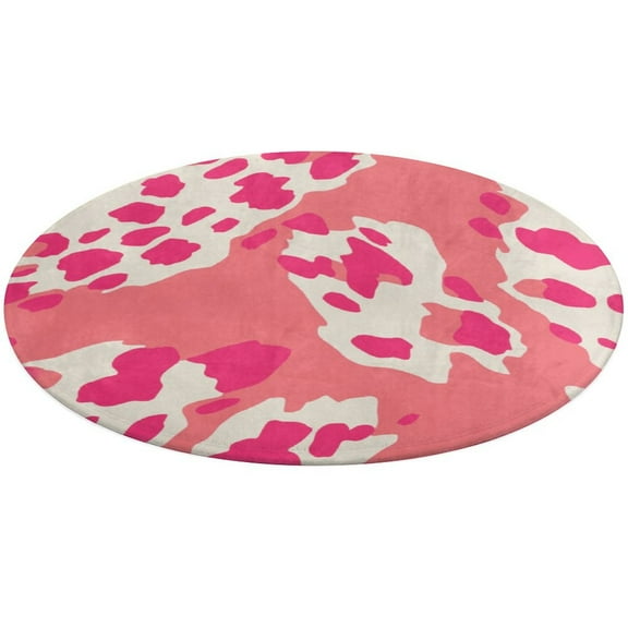 Leopard Print Pattern Washable Round Rug -Circle Area Rugs for Nursery Bedroom, Vintage Non Slip Non Shedding Low Pile Carpet for Living Room Coffee Table Entryway