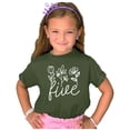 thumbnail image 2 of Five Floral 5th Birthday Shirt for Toddler Girls Fifth Birthday Outfit White on Military Green Shirt 5-6, 2 of 4