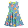 thumbnail image 5 of RXIRUCGD 2025 Summer Clothes for Kids Girls Sleeveless Stretchy Dress A Line Twirly Skater School Recital Dress Short Sleeve Round Neck Dress, 5 of 5