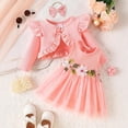 thumbnail image 4 of Mnyotv Baby Girl Tutu Dress with Cardigan Headband 3Pcs Set Floral Mesh Dresses Birthday Outfits for Girls Size 6-9Months, 4 of 6