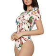thumbnail image 2 of Easygdp Watercolor Floral With Butterflies Women's One-Piece Swimsuit Slim Fit Crew Neck Bodysuit Athletic Swimwear with Concealed Buckle - X-Large, 2 of 9