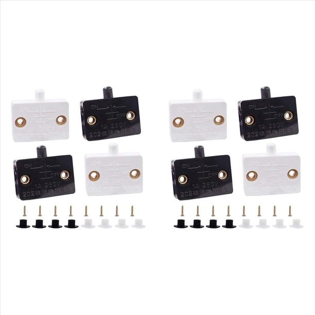 Interruptor de Puerta de Gabinete de 8 Piezas, Cajones de Interruptor de LáMpara de Gabinete Abiertos en la Puerta Cerrada para 12V 24V 110V