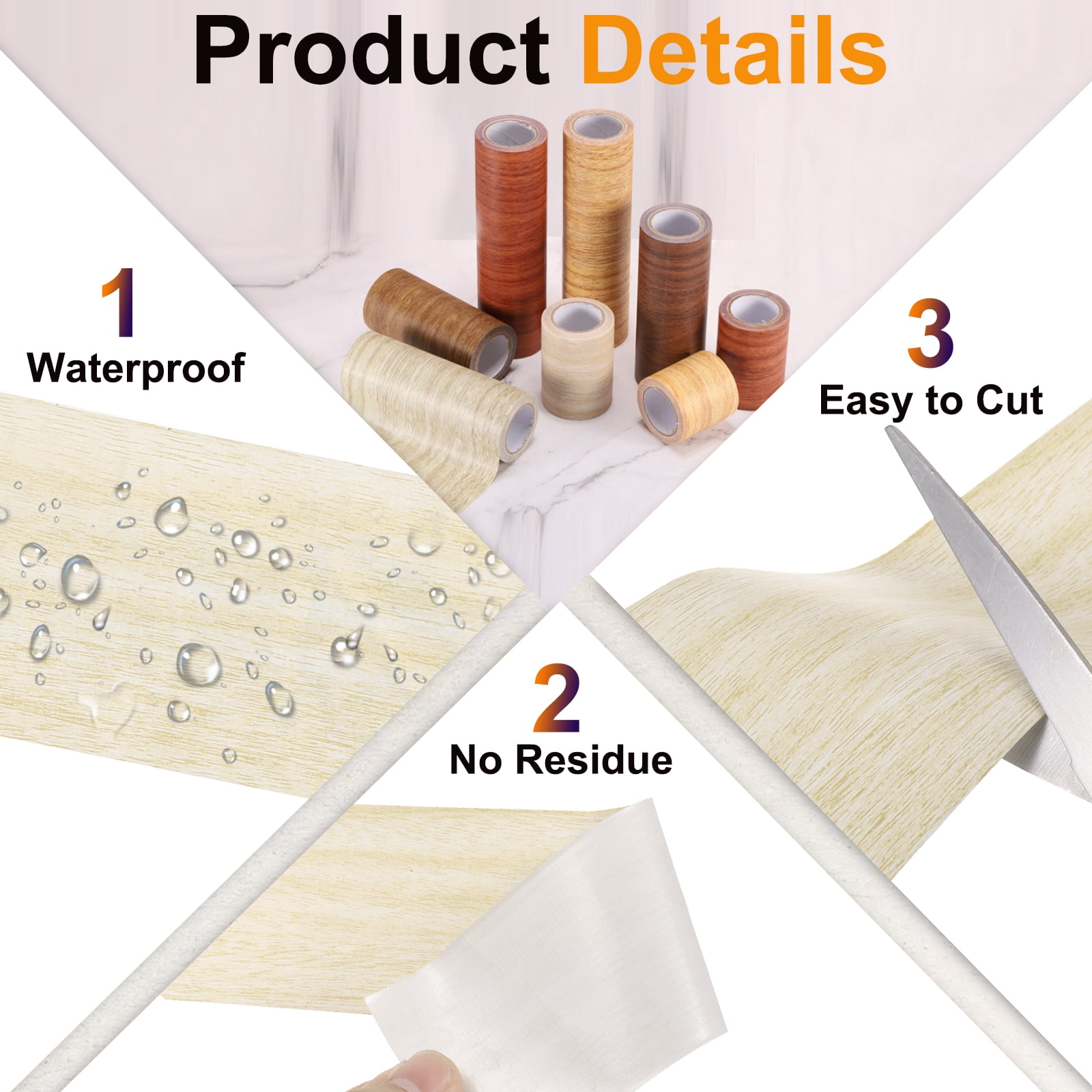 Uxcell Wood Grain Tape, Self-Adhesive Wood Texture Repair Tape for Furniture Light Yellow Oak 2.2" x 15 Ft