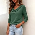 thumbnail image 6 of Homenesgenics Tops for Women Long Sleeve Solid-Color Scoop-Neck Fall Pullover Shirt Green M, 6 of 7