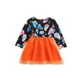 thumbnail image 3 of goowrom Fille Halloween Robe Imprimée à Manches Longues en Mesh A-line, 3 of 6