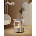 thumbnail image 4 of VASAGLE LILEA Collection - Side Table with Charging Station, Round End Table with Fabric Basket, LED Nightstand with USB Ports, Modern, for Living Room, Matte White and Camel Brown, 4 of 6