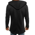 thumbnail image 7 of Wuxian Sweatshirt For Men Full Zip Mid Length Drawstring Casual Hoodie Long Sleeve Solid Sweatshirt With Pockets Tops,Black,L, 7 of 7