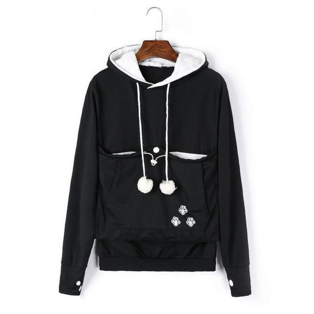 Sweat à Capuche Mode Chat pour Femmes (Noir, S, A)