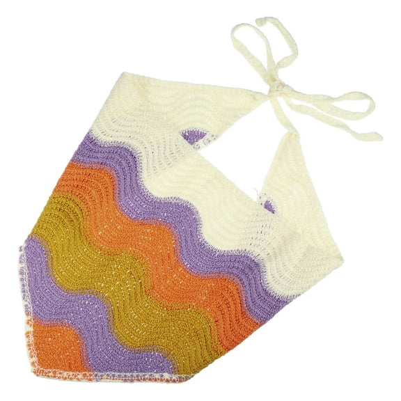 Unique Bargains 1 Pc Fashion Knitted Hollow Triangle Headwrap for Women 26.38"x11.02" Purple