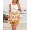 thumbnail image 4 of Swimsuit Coverup for Women Crochet Mesh Hollow Bathing Suit Cover Ups Color Stitching Beach Coverup Alsol Lamesa, 4 of 6