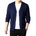 thumbnail image 1 of ZAXARRA Men Cardigan Solid Color V-Neck Long-Sleeves Button-Open Knitted Coat, 1 of 4