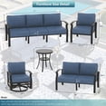 thumbnail image 2 of Kullavik Aluminum Patio Furniture Set with Fire Pit Table, 5 Seats Outdoor Patio Conversation Set with Swivel Chair Modern Metal Patio Sectional Sofa with Upgrade Cushions,Navy, 2 of 8