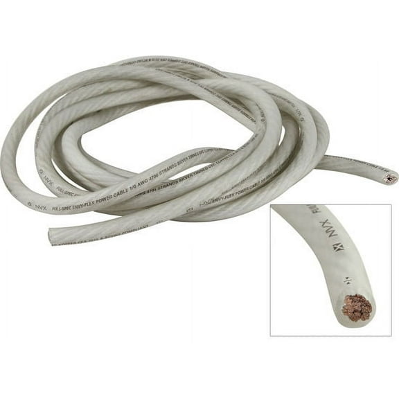 NVX XW0WH20 20 ft. of Frosted White True Spec 1/0-Gauge EnvyFlex Power/Ground Wire Cable