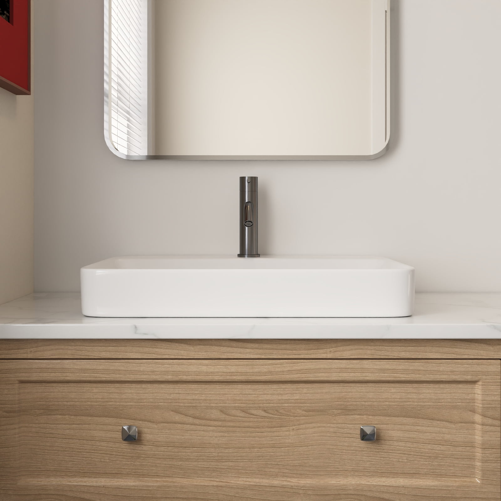 DeerValley 23.82" L x 18.9" W x 6.69" H White Rectangular Vitreous China Drop-in Bathroom Sink with Overflow DV-1DS0121