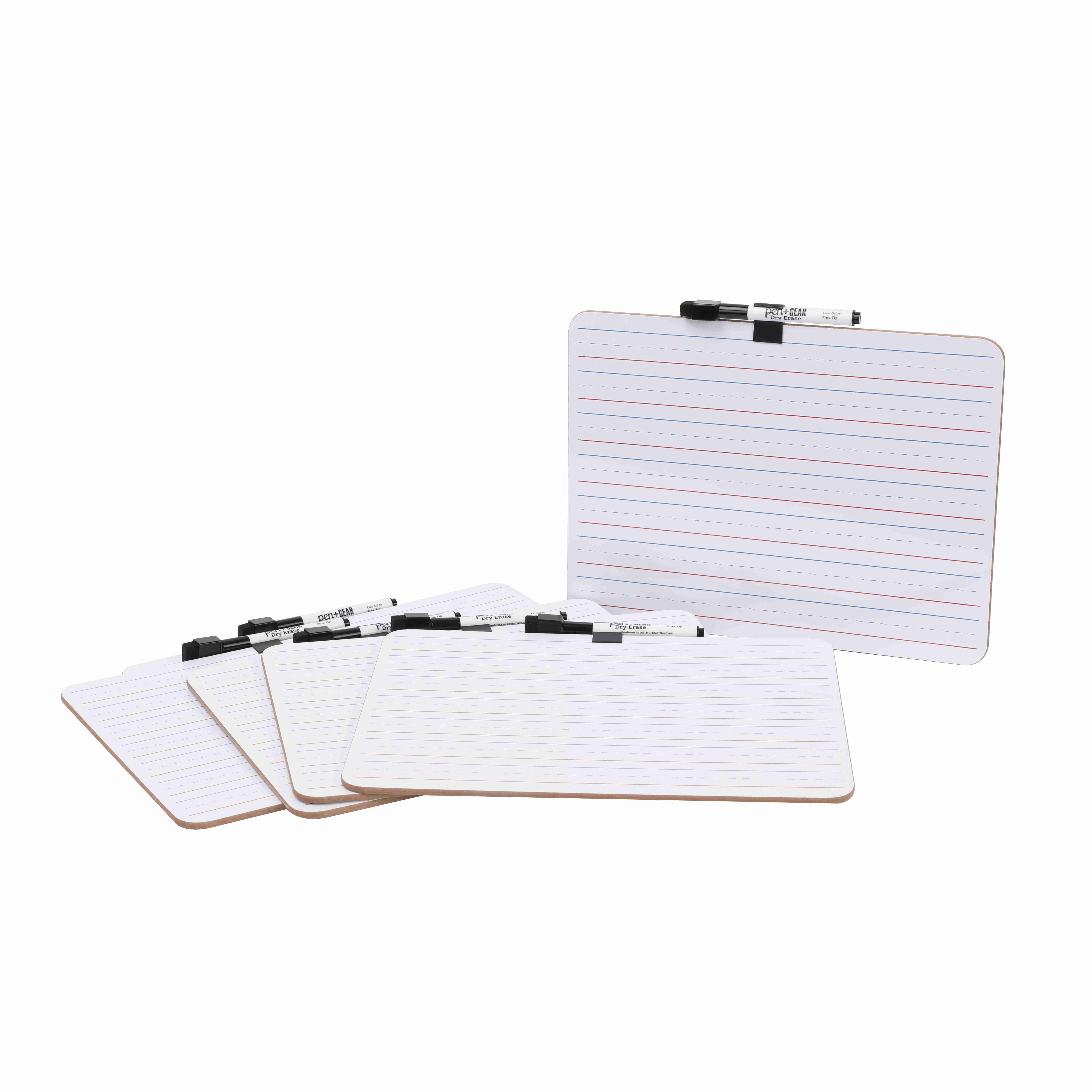 Pen + Gear MDF Dry Erase Double-Sided 9" x 12" x 0.1" Whiteboards - Lined & White, 6 Pack Set