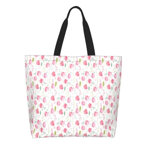 Disketp Tulips Flowers Bolsa Tote Estampada para Mujer, Bolso de Hombro y de Mano para Compras y Viajes