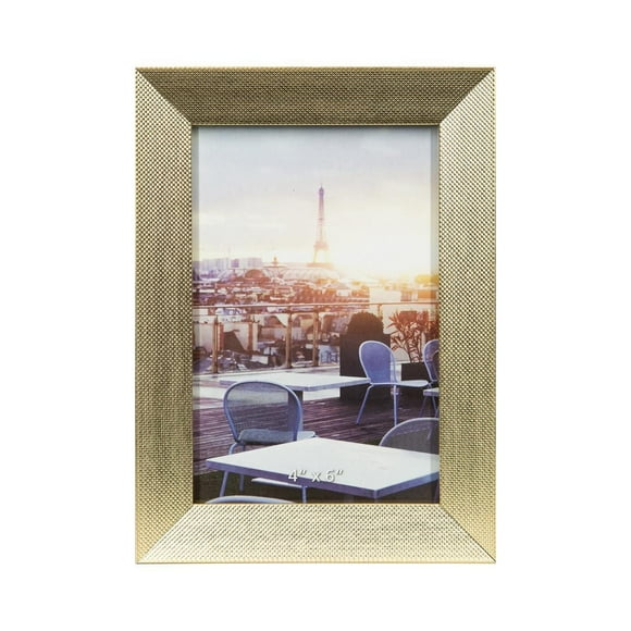 Hometrends Knurl 4x6in Brushed Brass Finish Photo Frame, Decorative Tabletop and Wall Picture Frame