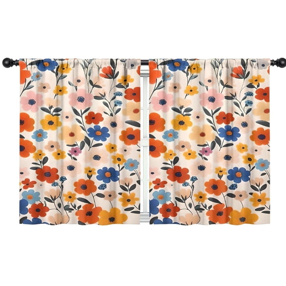 Blackout Kids Curtains,Pioneer Flower Floral Print Pattern Childrens Insulated Curtains Set Of 2,Bedroom Essentials,Toddler Room Decor 42"x54"