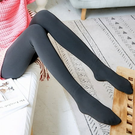 

D-GROEE 300g Fleece Lined Tights for Women High Waisted Winter Warm Translucent Womens Thick Tights Thermal Fake Translucent Pantyhose