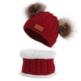 thumbnail image 2 of LYHaoo Toddler Winter Hat Scarf Set For Baby Girl Boy Knitted Warm Lined Skiing Caps Lovely Pompom Kids Beanie Knit Caps,Red, 2 of 4