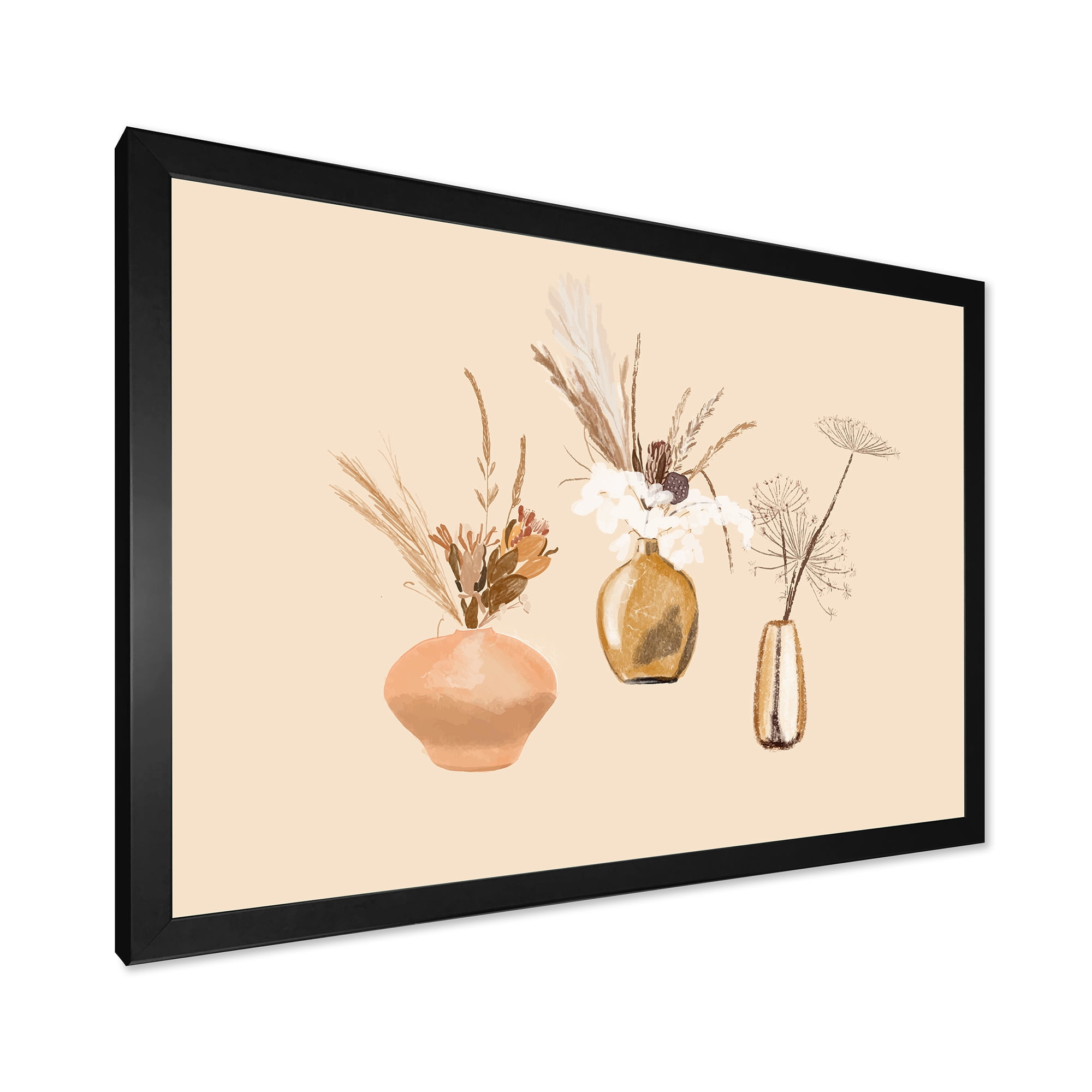 Designart 'Gold Vases With Bouquets Of Wildflowers I' Traditional Framed Art Print