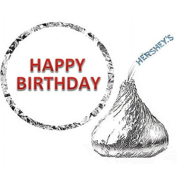 216 Red Block Happy Birthday Birthday Party Favor Hershey's Kisses Stickers / Labels -