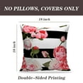 thumbnail image 4 of LALILO Throw Pillow Covers Peony And Roses Black And White Stripes Rose Peony Flower Floral White Pink Summer Set of 2 Square 18 x 18 Inch Pillowcase, 4 of 5