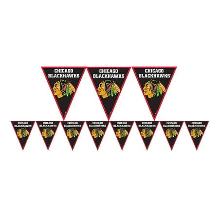 Amscan NHL Chicago Blackhawks 12ft Long Vinyl Pennant Banner Party Supplies and Decorations