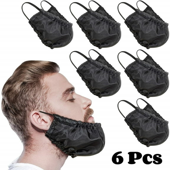 LQQBOX 6-Piece Beard Bandana Covers Facial Beard Apron Caps Guard Bedtime Bib (Black)