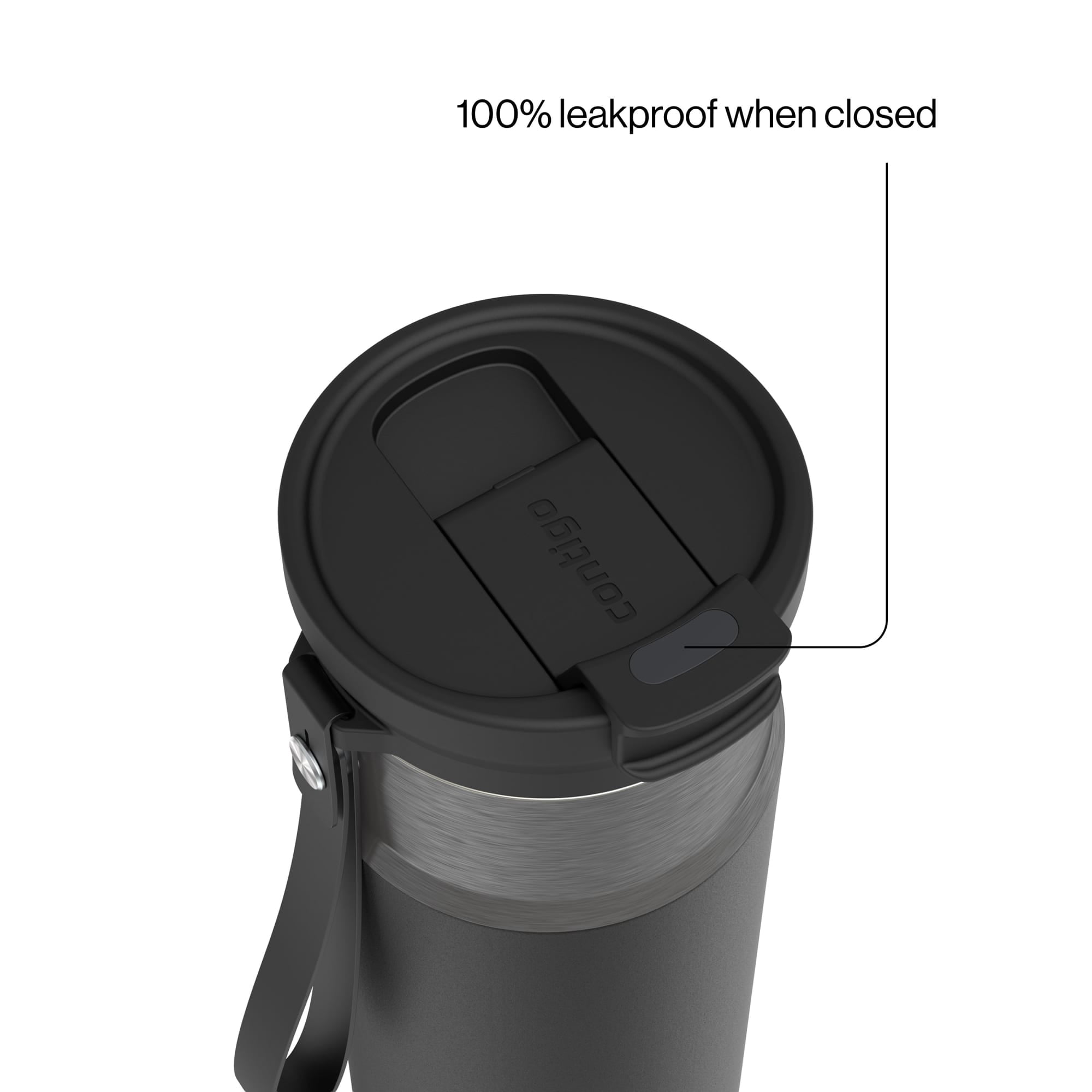 Contigo 24 oz DualSip Stainless Steel Leak-Proof Insulated Water Bottle with Straw or Sip Lid and Carry Strap, Black/Silver