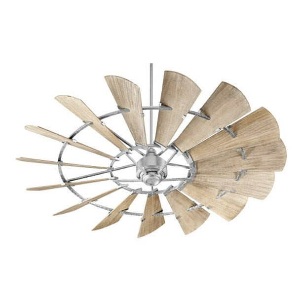 Quorum 72 97215 9 Windmill Indoor Ceiling Fan Galvanized Steel With Weathered Oak Blades Rustic For Home Office Commercial Wall Control Included Light Kit Adaptable Com Quorum 72 97215 9 Windmill Indoor, Weathered Ceiling Fan
