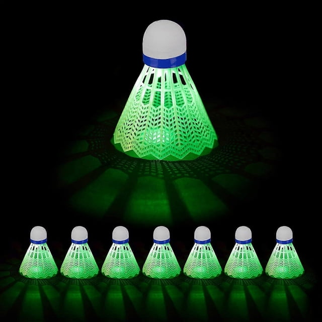 Glowing badminton set 8 LED badmintons H x 8.5 x 6 cm Glowing badminton for outdoor use, white, EU set
