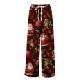 thumbnail image 6 of Women's Loose Wide Leg Pants, Christmas Print Elastic Waist Drawstring, Casual Pocket Trousers, Fashion Holiday Pants for Women, Cozy and Festive,Deep Red,XL, 6 of 6