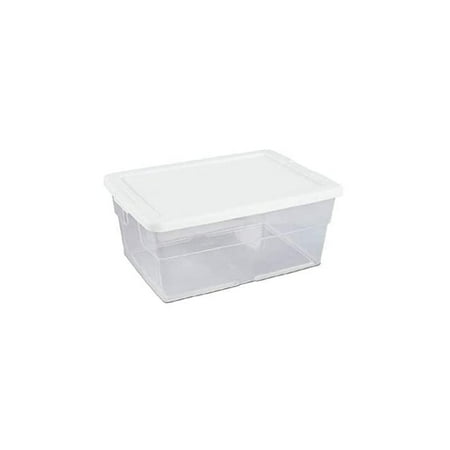 1644-8012 26 Quart Storage Box Container, White Lid & Clear Base - JJ240