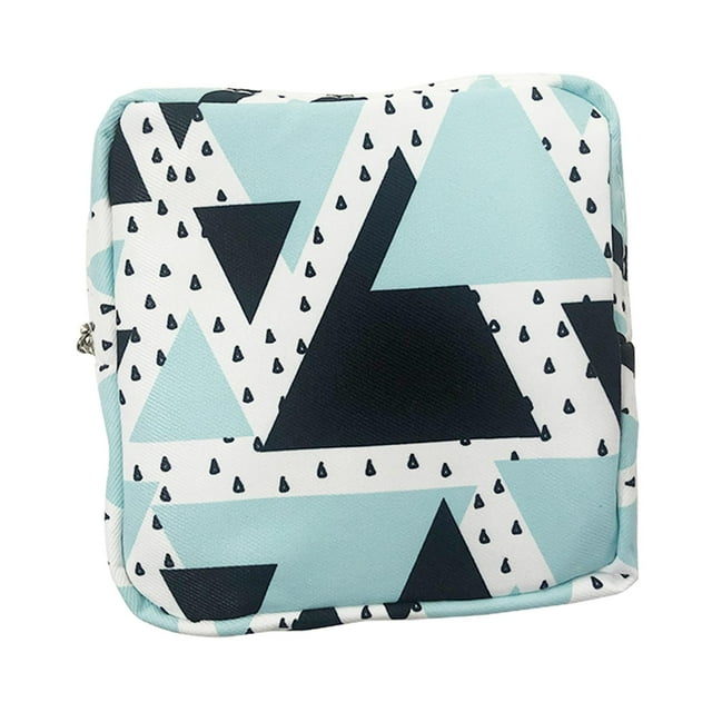 Recipiente portátil para guardar toallas sanitarias, contenedor menstrual y servilletas. triangulo negro verde