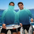 thumbnail image 3 of Bulopur Men’s Fishing Sun Hoodie with Mask, UPF 50+ UV Protection Long Sleeve Shirt, Lightweight Quick Dry Top with Teal to Navy Gradient Print for Boating, Hiking and Travel, 3 of 8